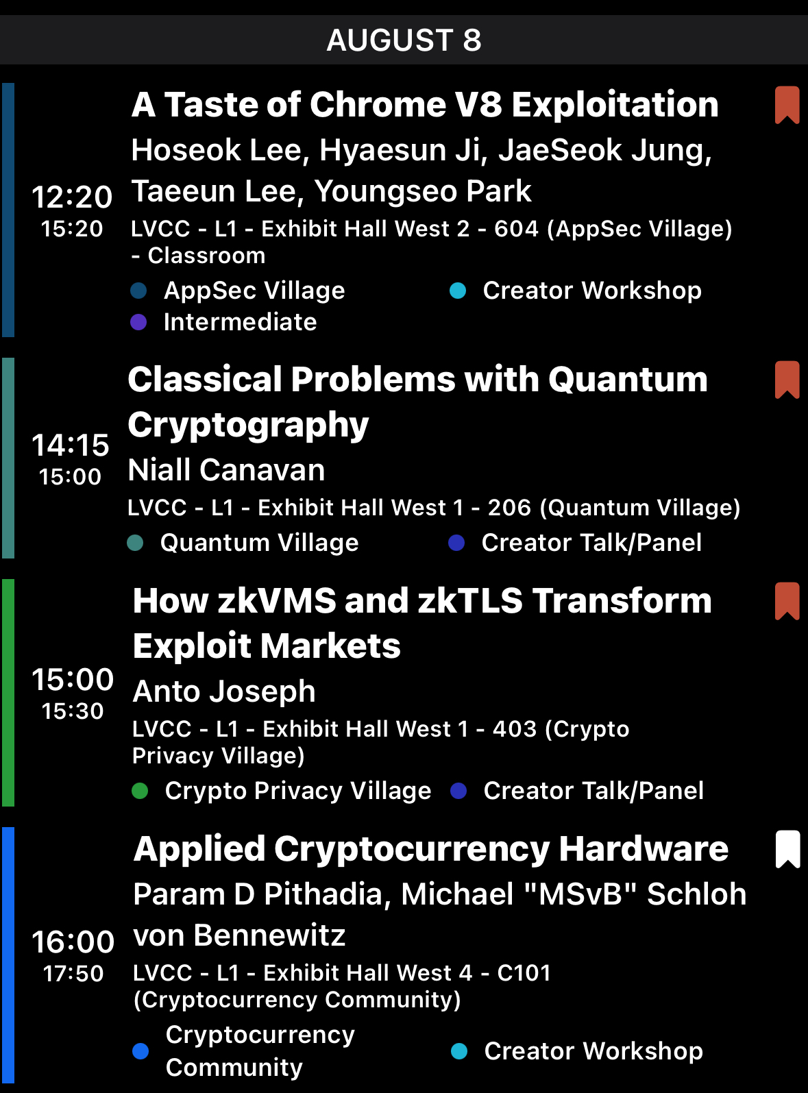 Aug 8 schedule